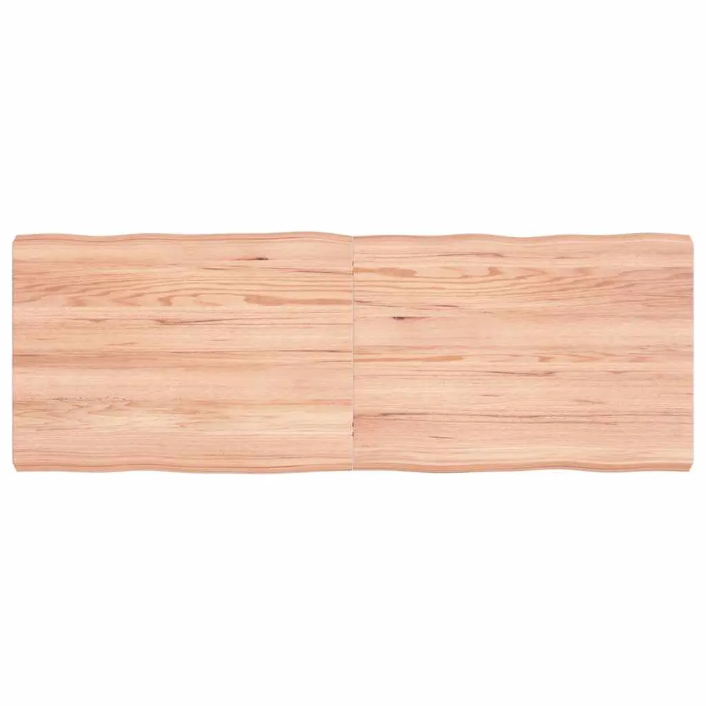 Wooden Table Top Light Brown Live Edge Solid Oak 140x50cm Folding Replacement