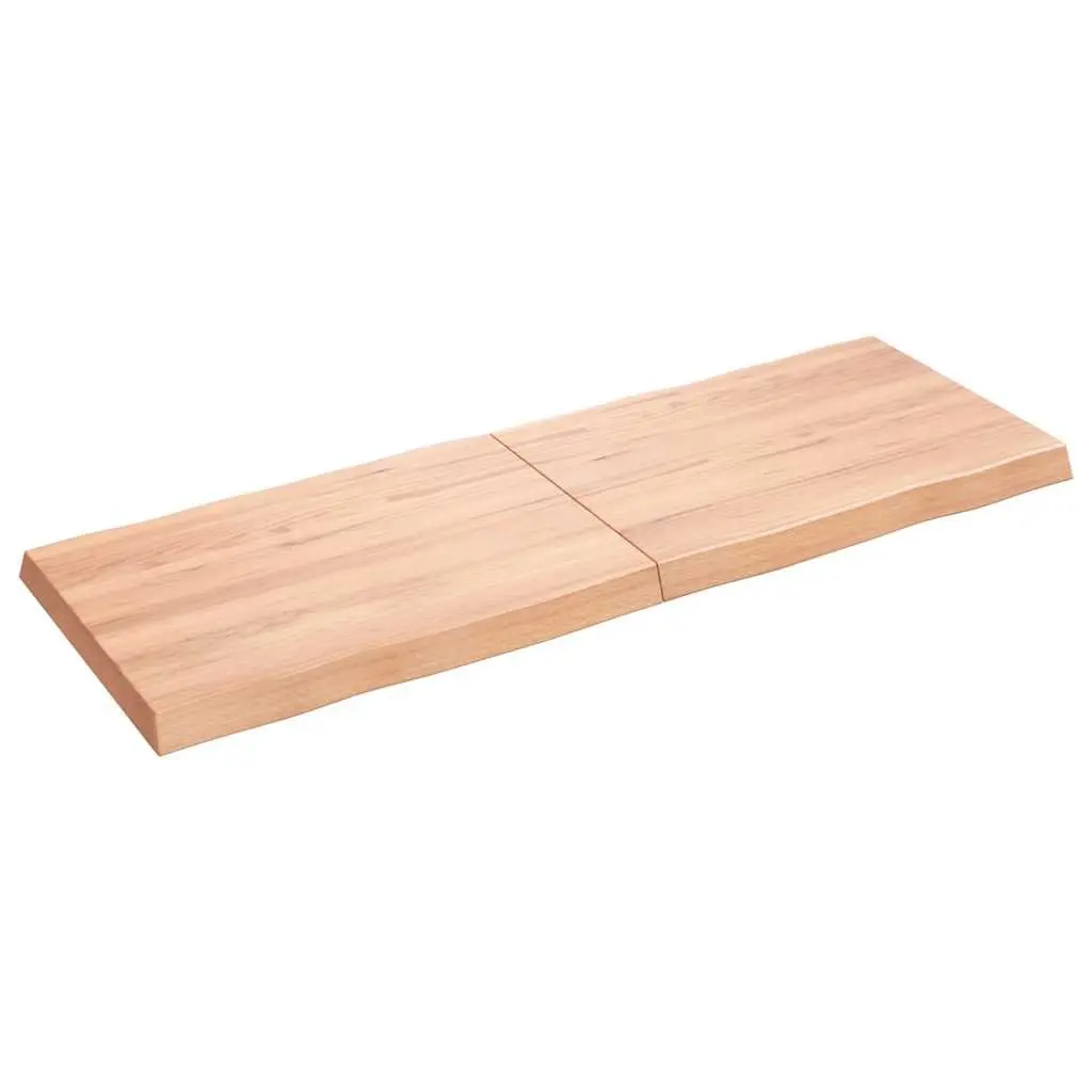 Wooden Table Top Light Brown Live Edge Solid Oak 140x50cm Folding Replacement