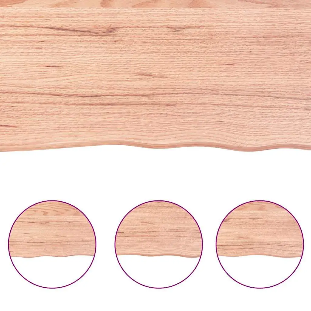 Wooden Table Top Light Brown Live Edge Solid Oak 140x50cm Folding Replacement