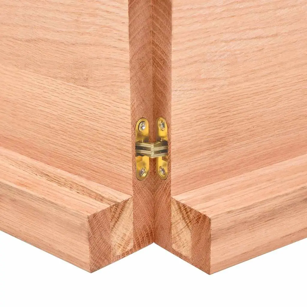 Wooden Table Top Light Brown Live Edge Solid Oak 140x50cm Folding Replacement