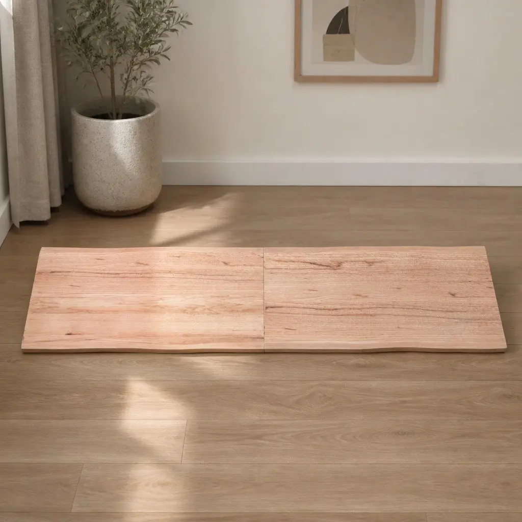 Wooden Table Top Light Brown 160x40cm Solid Oak Live Edge Foldable
