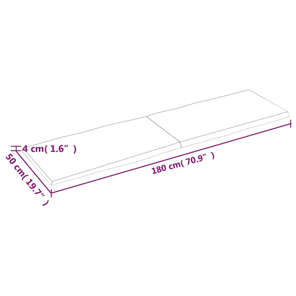 Wooden Table Top Replacement 180x50cm Solid Oak Live Edge Foldable Brown