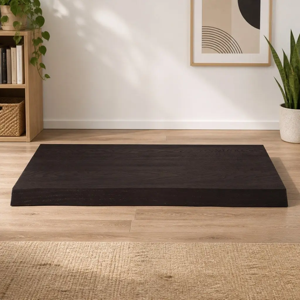 Wooden Table Top Dark Brown Live Edge Solid Oak Wood Replacement Board 60x50cm