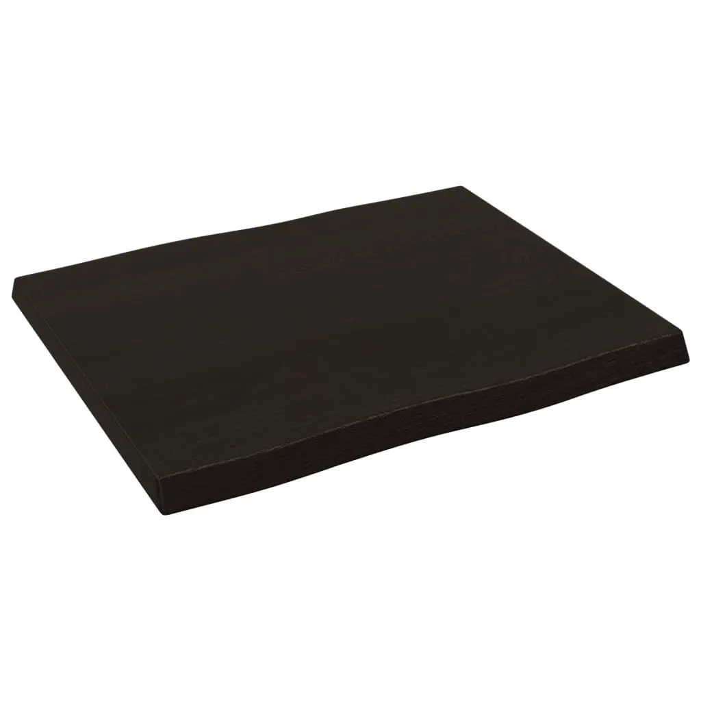 Wooden Table Top Dark Brown Live Edge Solid Oak Wood Replacement Board 60x50cm