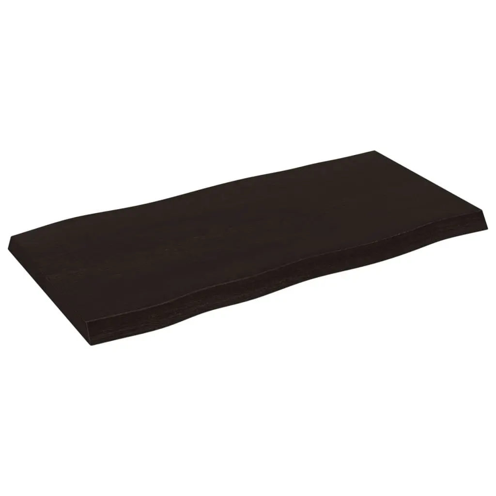 Table Top Dark Brown Solid Oak Wood Live Edge DIY Replacement 80x40 cm