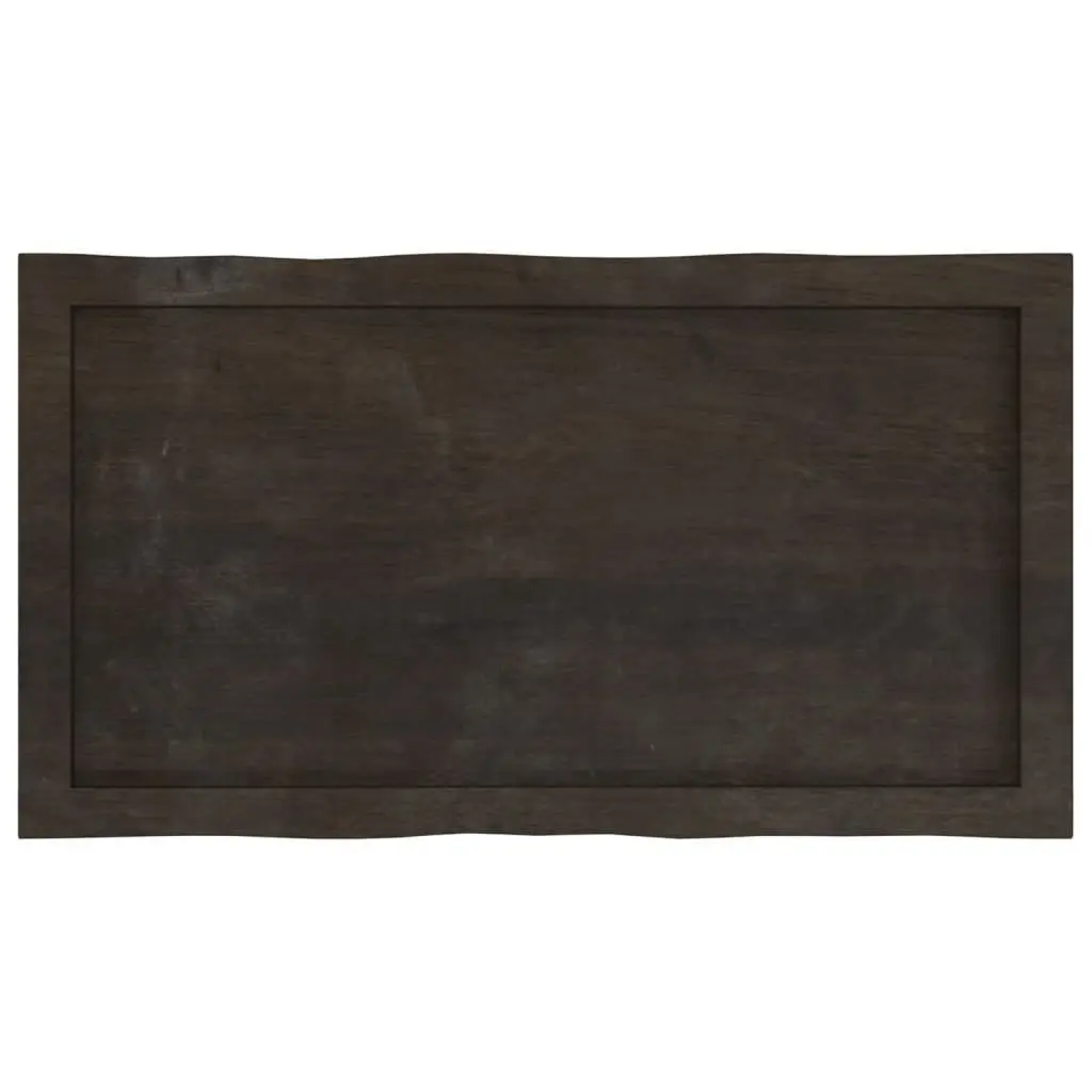 Table Top Dark Brown Solid Oak Wood Live Edge DIY Replacement 80x40 cm