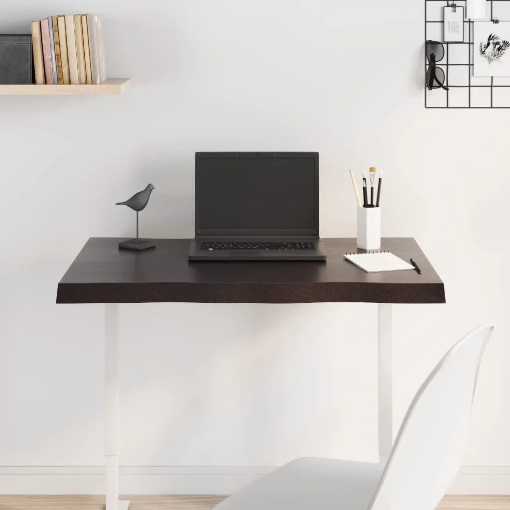 Dark Brown Solid Oak Table Top 80x50cm