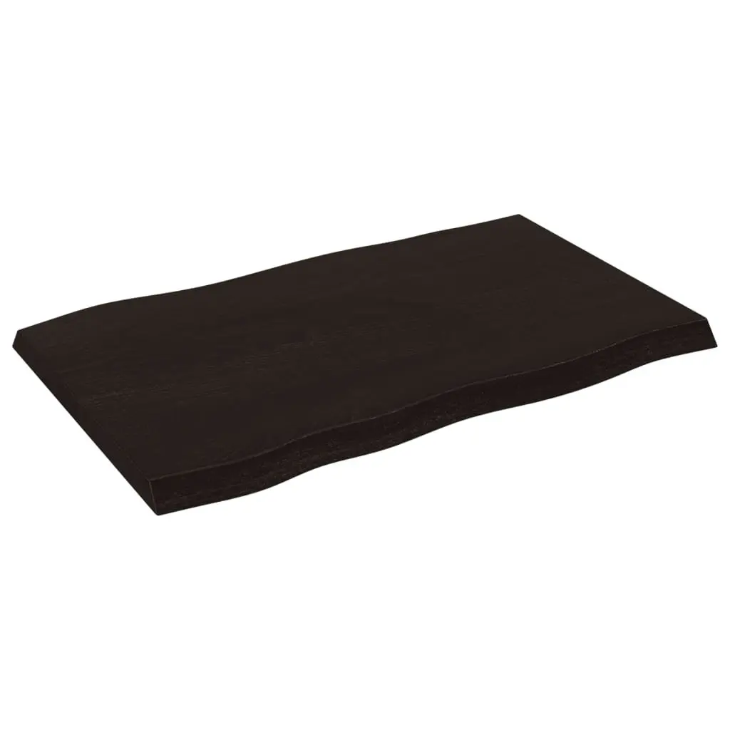 Dark Brown Solid Oak Table Top 80x50cm