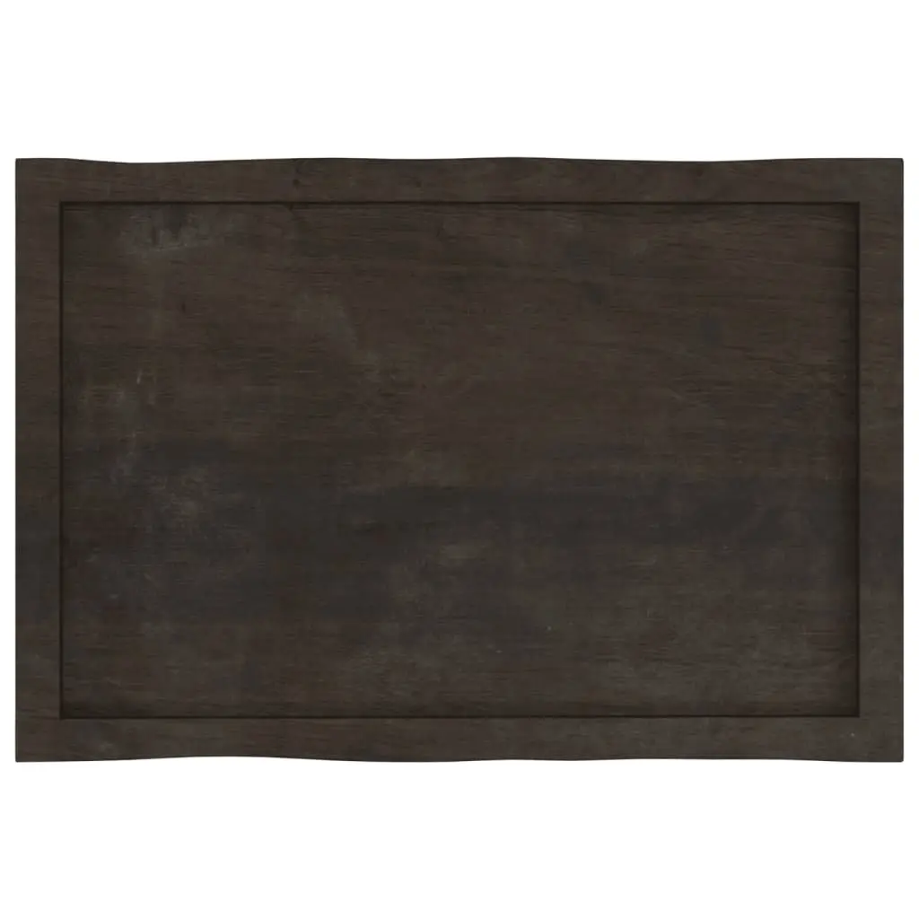 Wooden Table Top Dark Brown 80x50cm Solid Oak Live Edge