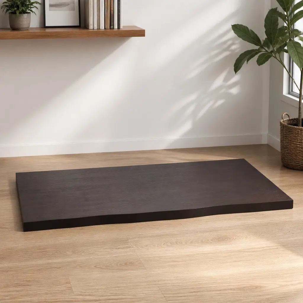 Solid Oak Wood Table Top Replacement Board Live Edge 80x60x2 cm Dark Brown