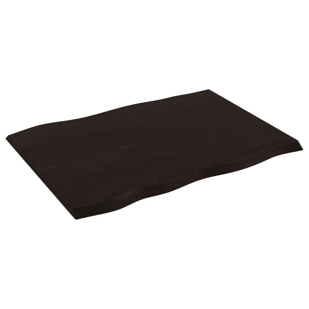 Solid Oak Wood Table Top Replacement Board Live Edge 80x60x2 cm Dark Brown