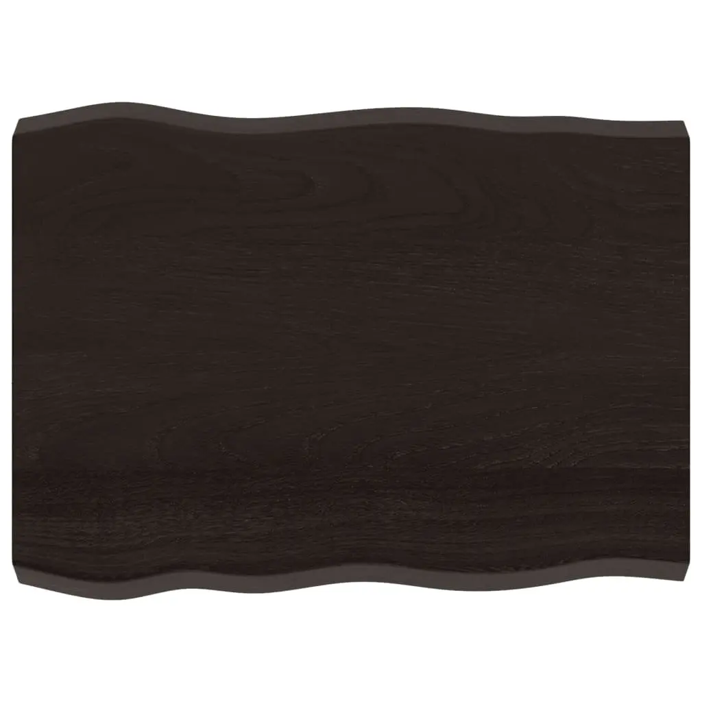 Table Top Solid Oak Wood Live Edge Dark Brown 80x60cm Replacement Tabletop