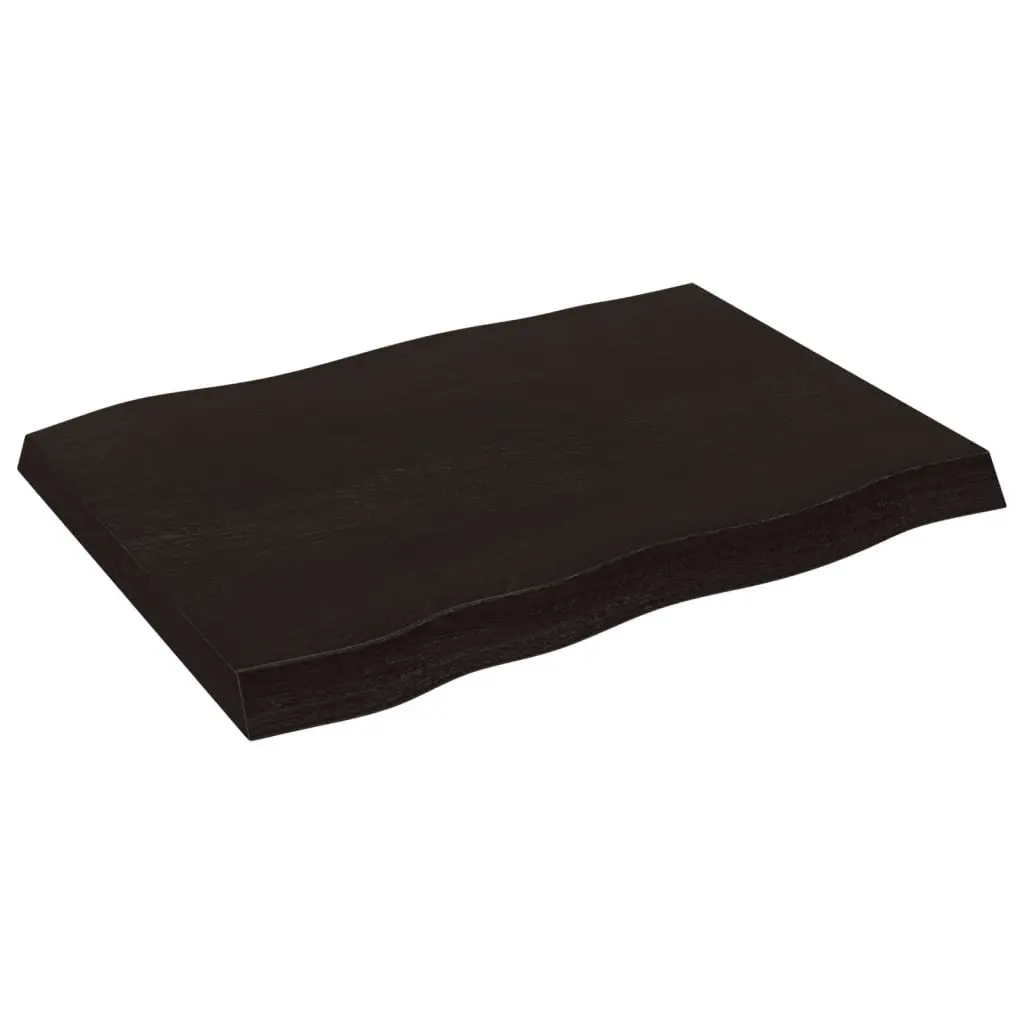 Table Top Solid Oak Wood Live Edge Dark Brown 80x60cm Replacement Tabletop