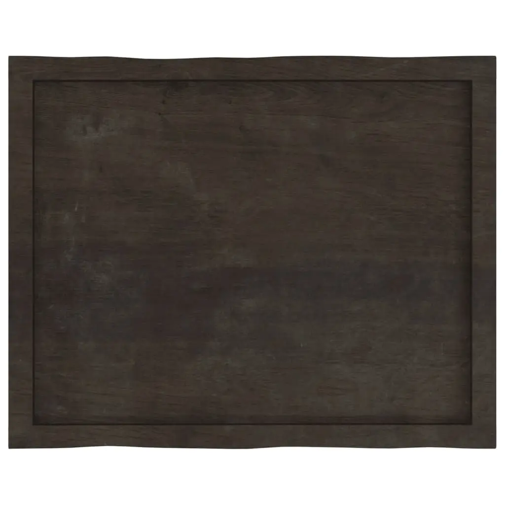 Table Top Solid Oak Wood Live Edge Dark Brown 80x60cm Replacement Tabletop