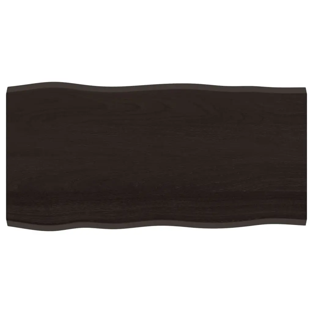 Wooden Table Top Dark Brown 100x50cm Solid Oak Live Edge Replacement Board