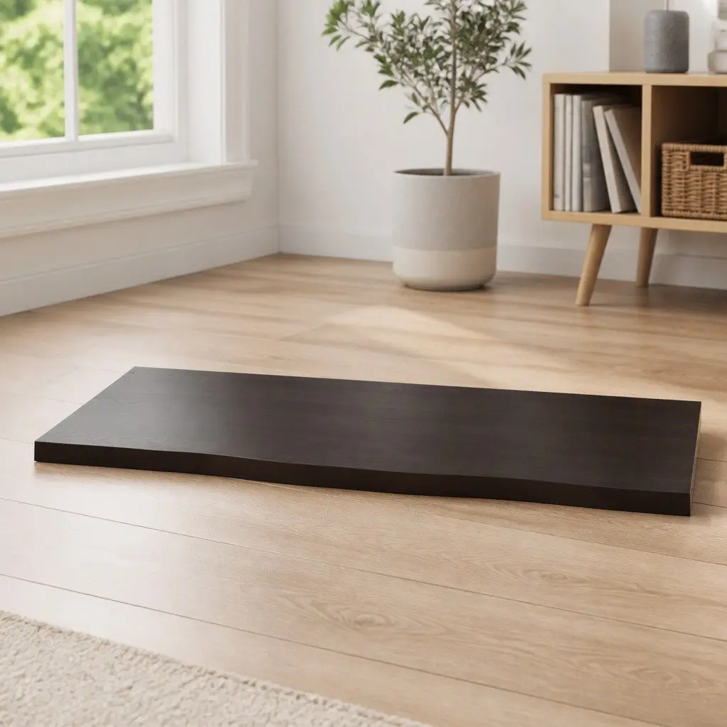 Solid Oak Wood Table Top Live Edge 100x60 cm Dark Brown Handcrafted