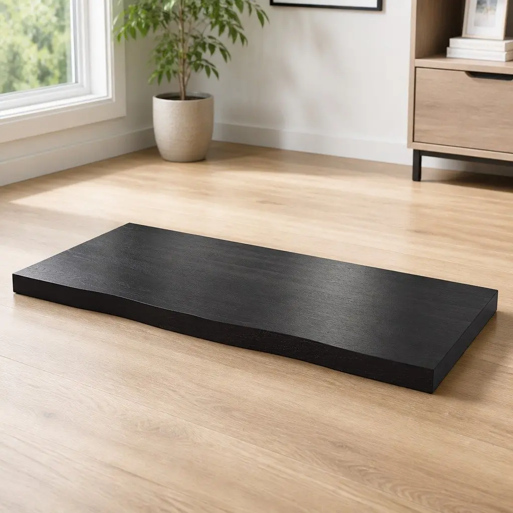 Handcrafted Live Edge Solid Oak Wood Tabletop Dark Brown 100x60cm