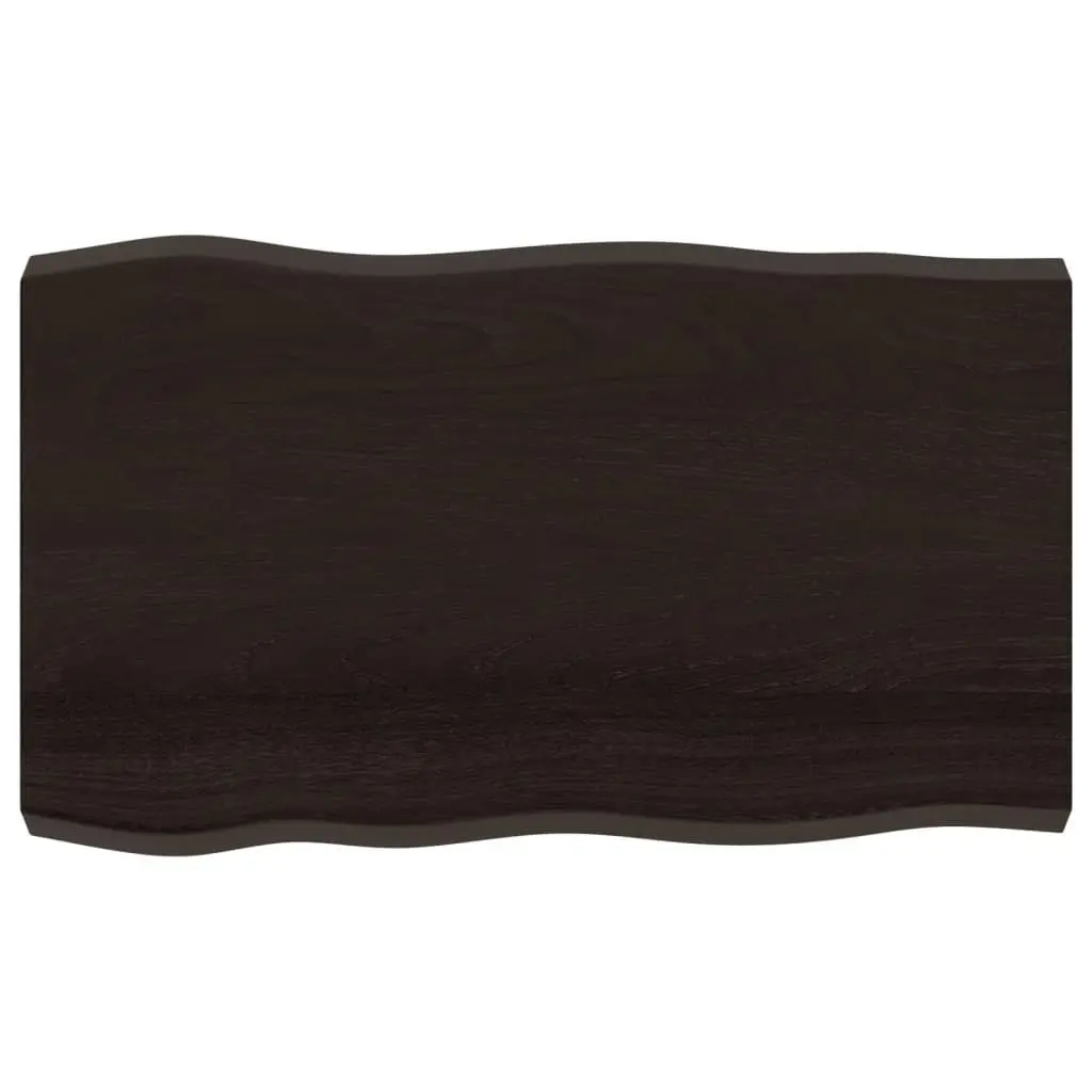 Wooden Table Top Replacement Dark Brown Solid Oak Live Edge 100x60cm