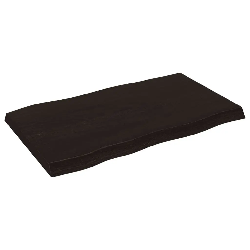 Wooden Table Top Replacement Dark Brown Solid Oak Live Edge 100x60cm