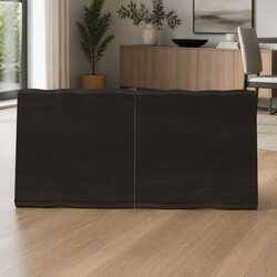 Handcrafted Solid Oak Table Top Live Edge 120x60cm Dark Brown