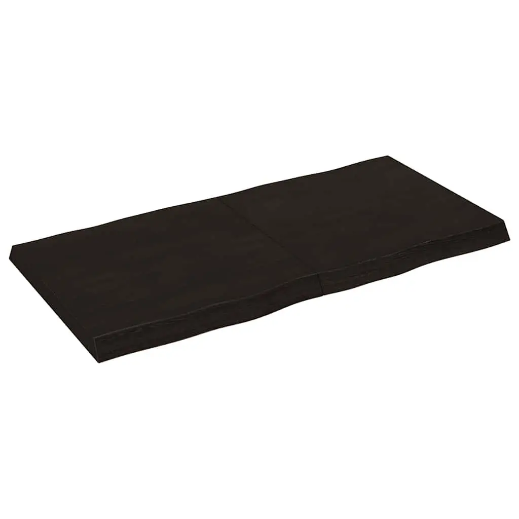 Solid Oak Wood Table Top Live Edge Dark Brown 120x60cm Folding Replacement Board