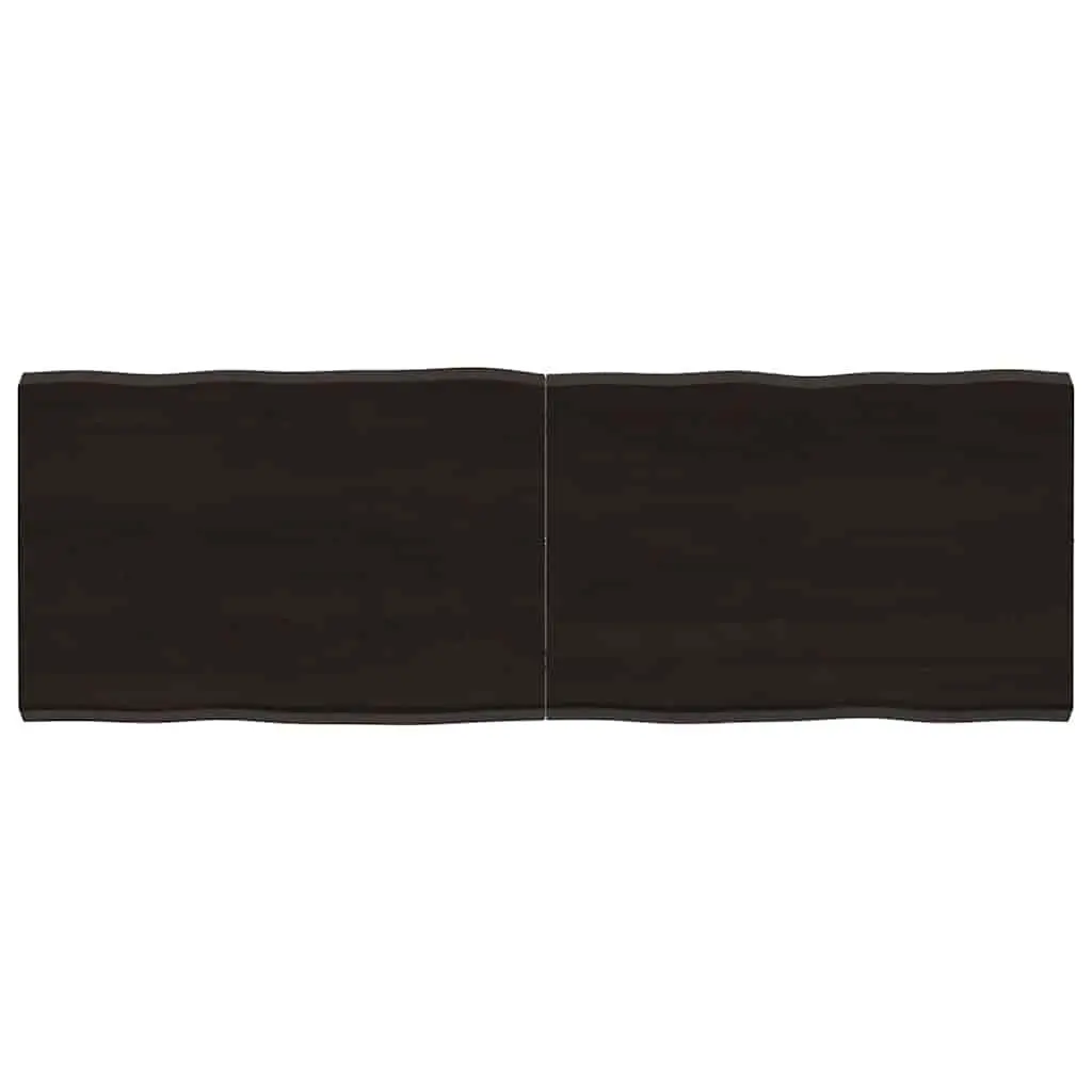 Solid Oak Wood Table Top Live Edge Dark Brown 140x50cm Folding Treated