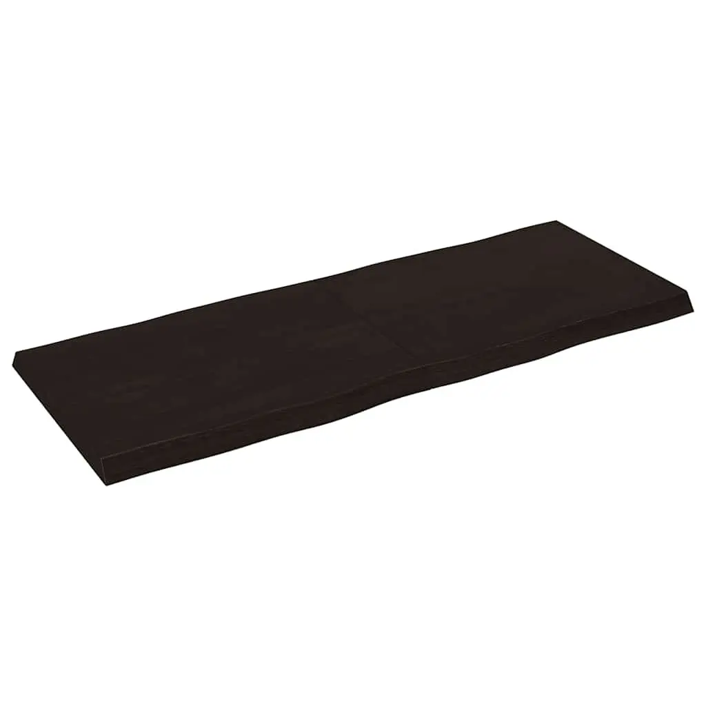 Solid Oak Wood Table Top Live Edge Dark Brown 140x50cm Folding Treated