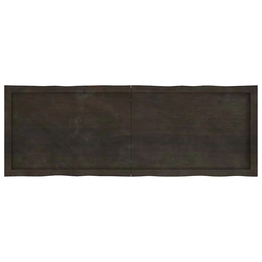 Solid Oak Wood Table Top Live Edge Dark Brown 140x50cm Folding Treated