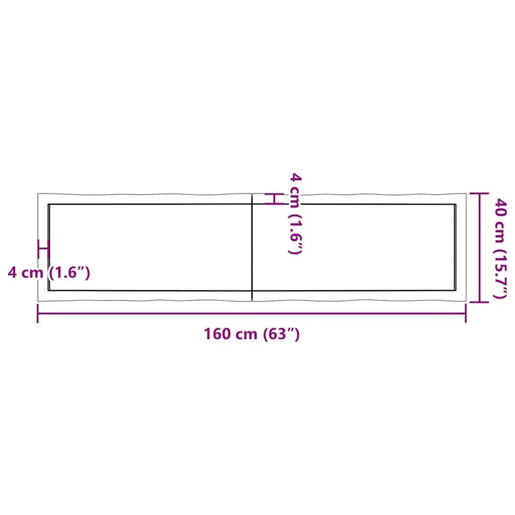 Solid Oak Wood Table Top Replacement 160x40cm Dark Brown Live Edge Foldable