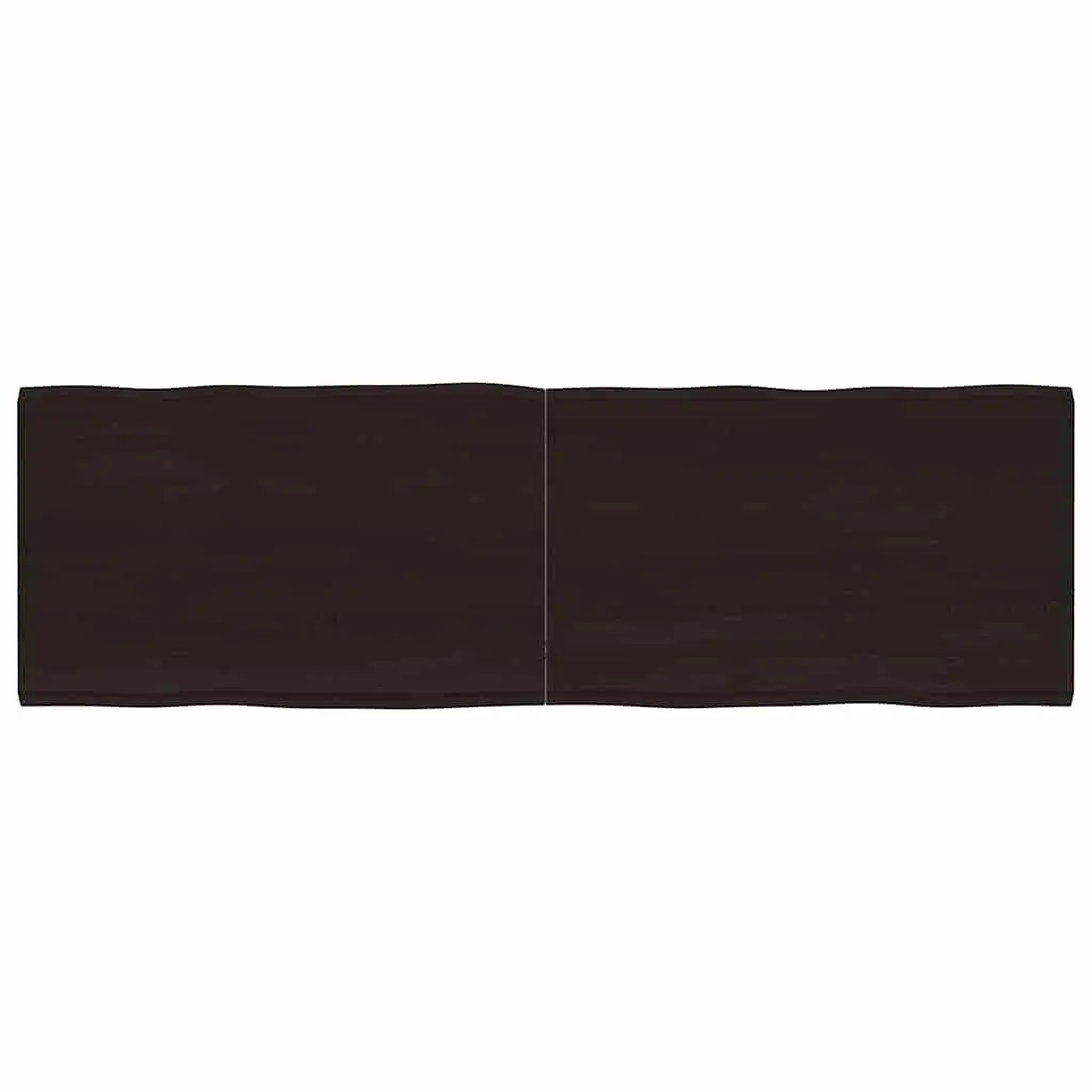 Wooden Table Top Dark Brown Live Edge 160 x 50 cm Foldable Solid Oak Replacement