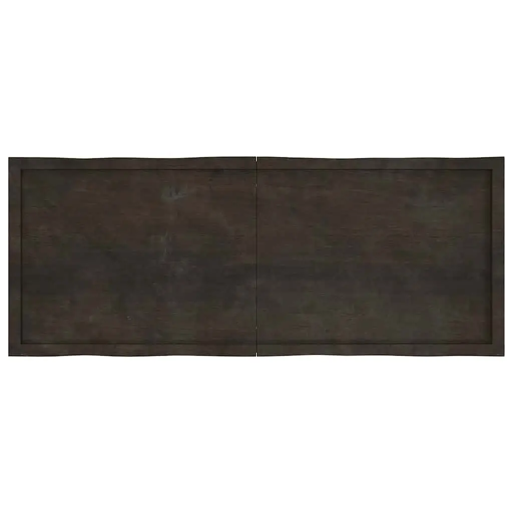 Dark Brown Wooden Table Top Live Edge Solid Oak 160x60cm Folding Design