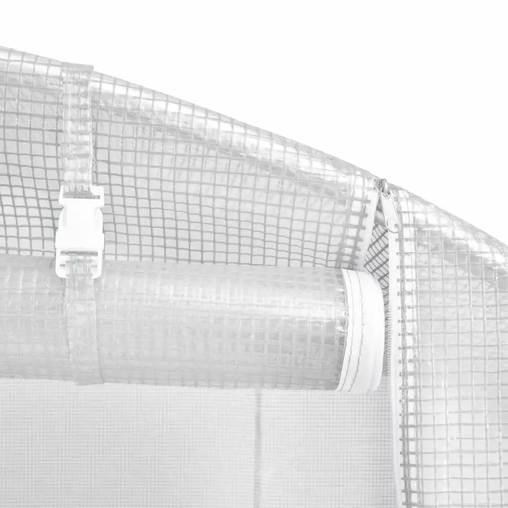 Greenhouse 4 m² for Growing Fruits Vegetables and Plants 2x2x2 m White Steel Frame PE Cover Roll-Up Door Mesh Windows