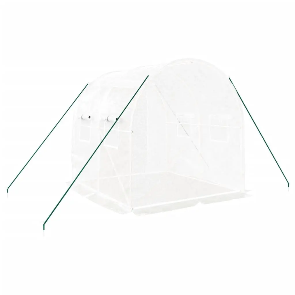 Greenhouse 4 m² for Growing Fruits Vegetables and Plants 2x2x2 m White Steel Frame PE Cover Roll-Up Door Mesh Windows
