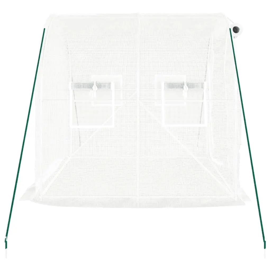 Greenhouse 4 m² for Growing Fruits Vegetables and Plants 2x2x2 m White Steel Frame PE Cover Roll-Up Door Mesh Windows