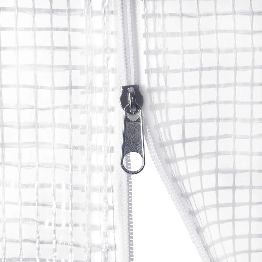 Greenhouse 4 m² for Growing Fruits Vegetables and Plants 2x2x2 m White Steel Frame PE Cover Roll-Up Door Mesh Windows