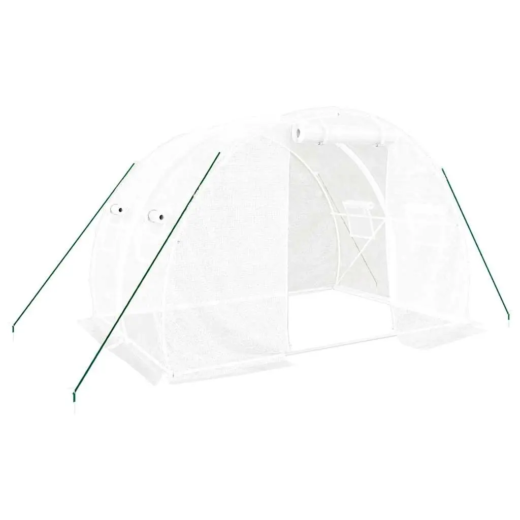 White Greenhouse PE Cover 3x2x2m Steel Frame Roll-up Door Garden Structure