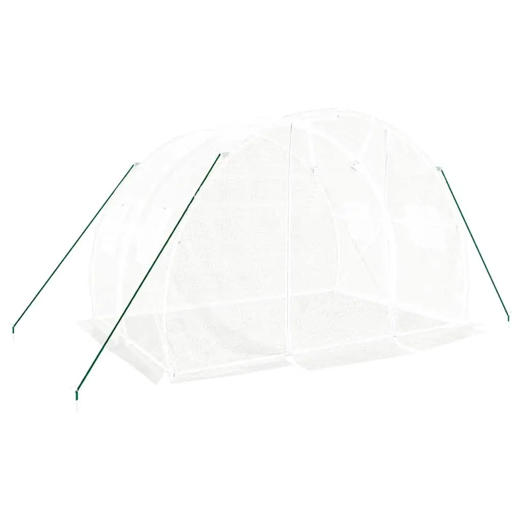 White Greenhouse PE Cover 3x2x2m Steel Frame Roll-up Door Garden Structure