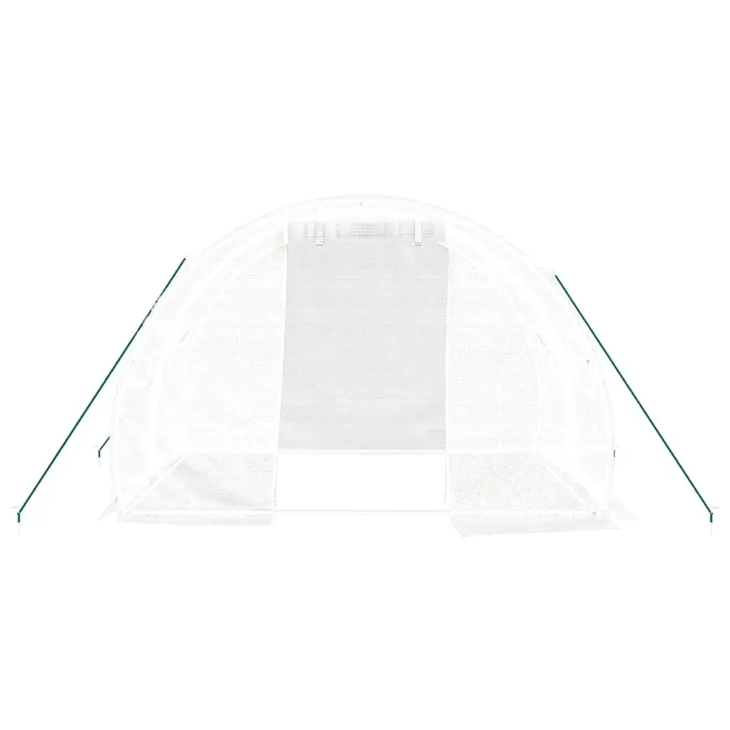 White Greenhouse PE Cover 3x2x2m Steel Frame Roll-up Door Garden Structure