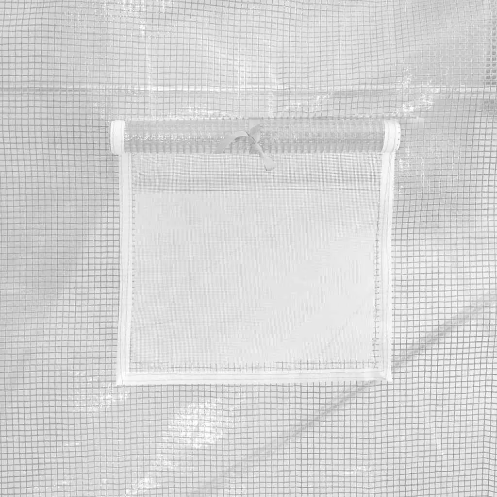 White Greenhouse PE Cover 3x2x2m Steel Frame Roll-up Door Garden Structure