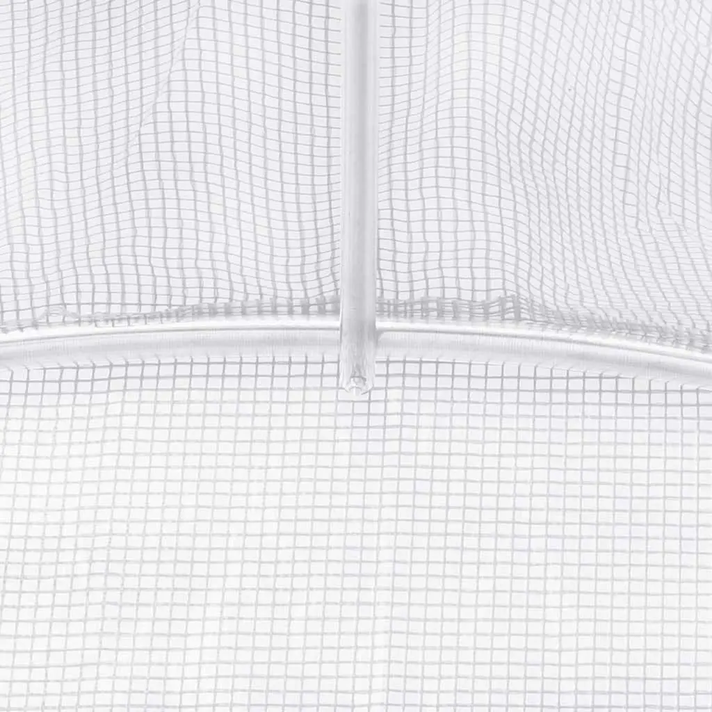 White Greenhouse PE Cover 3x2x2m Steel Frame Roll-up Door Garden Structure