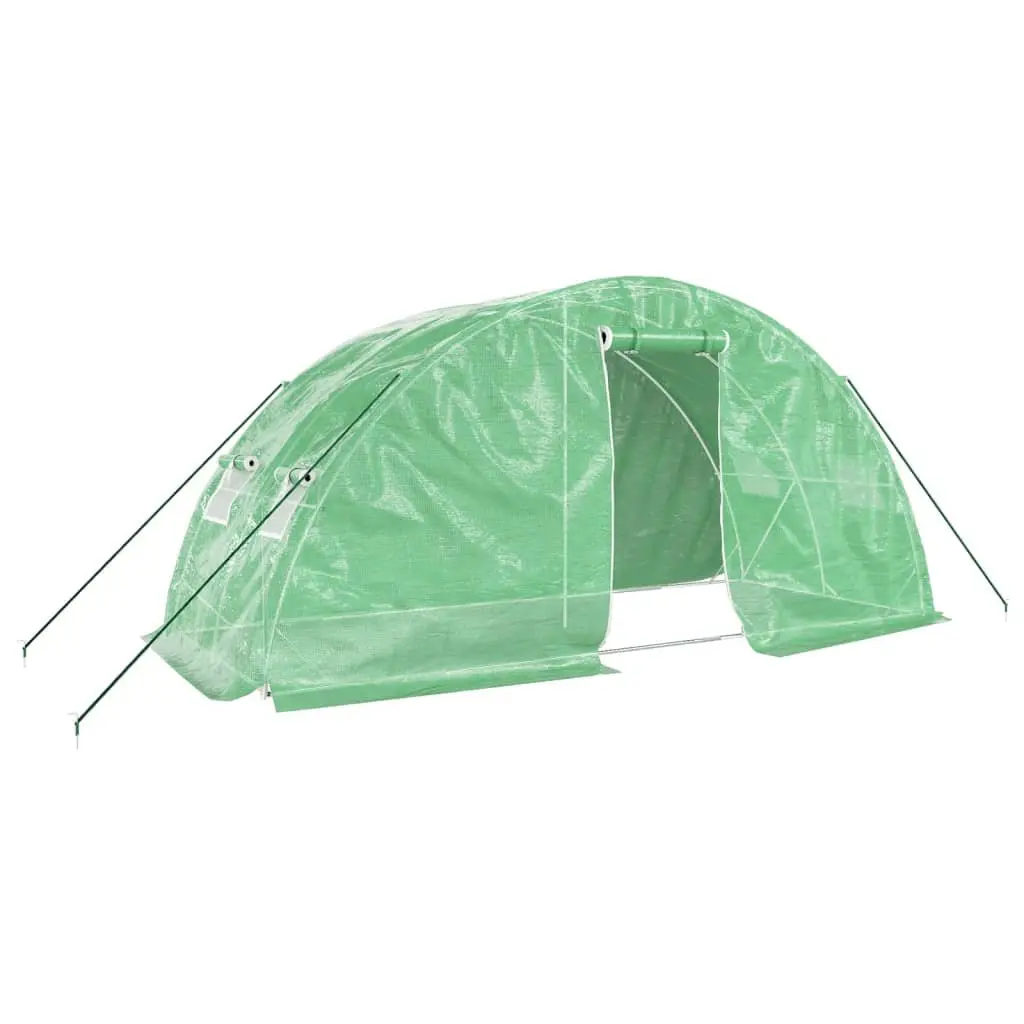 Greenhouse 10m² PE Cover Steel Frame Garden Plant House 5x2x2.3m Green