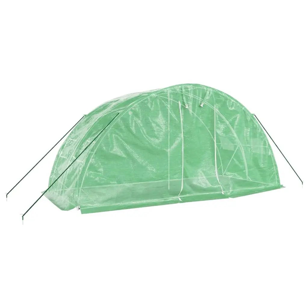 Greenhouse 10m² PE Cover Steel Frame Garden Plant House 5x2x2.3m Green