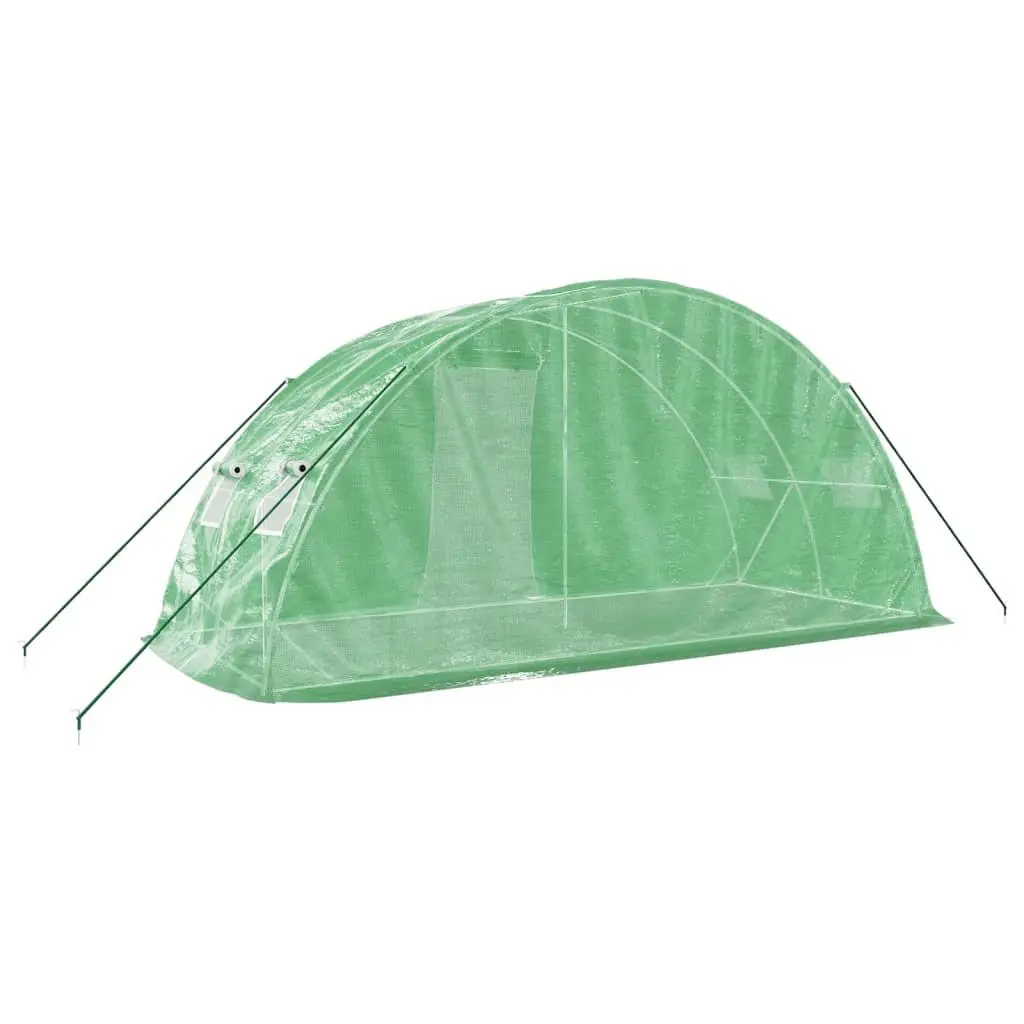 Greenhouse 10m² PE Cover Steel Frame Garden Plant House 5x2x2.3m Green