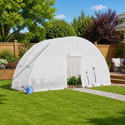 Reliable 12m² White Greenhouse with Easy Access Features