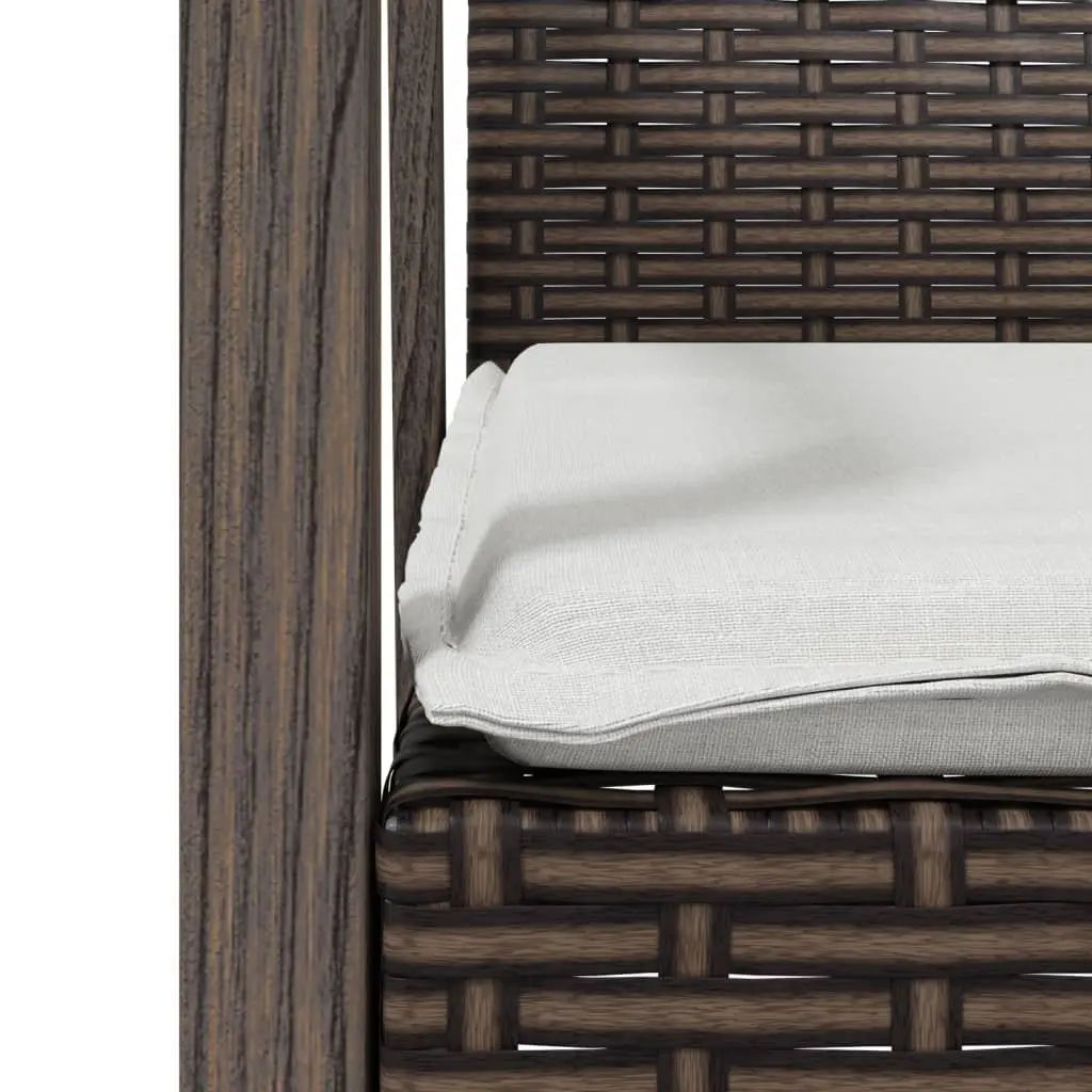 Outdoor Garden Chairs Set 2 pcs Brown Poly Rattan Patio Seating with Cushions