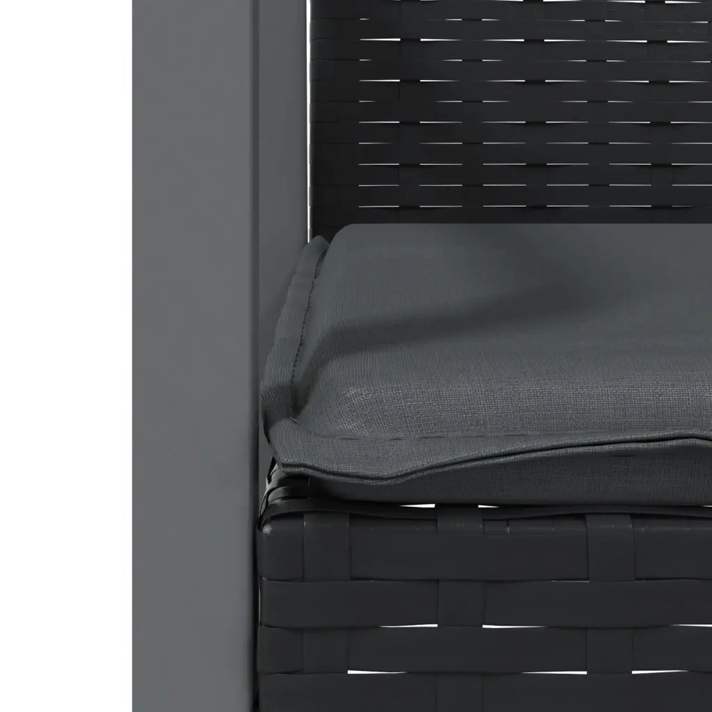Outdoor Garden Chairs Set of 2 Black Poly Rattan Patio Seating with Cushions