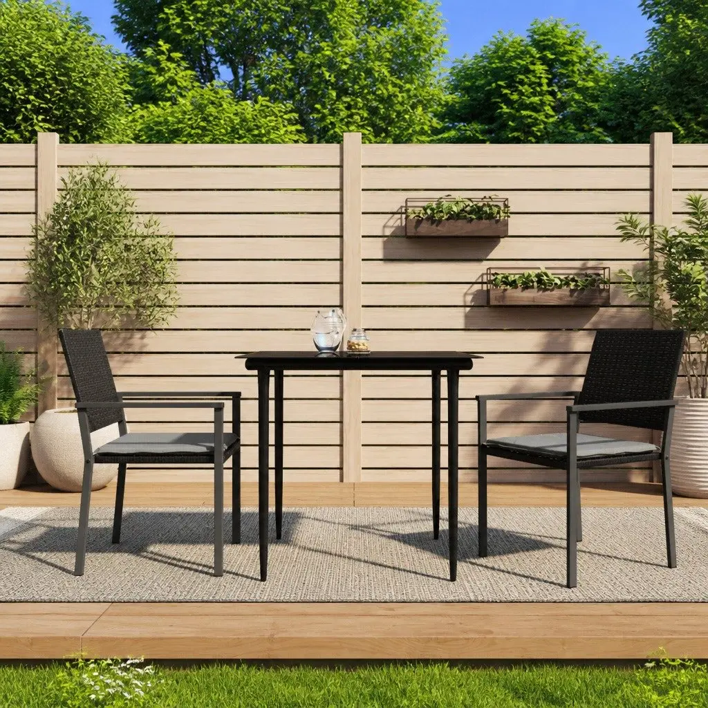 Black Rattan Chairs Set of 2
