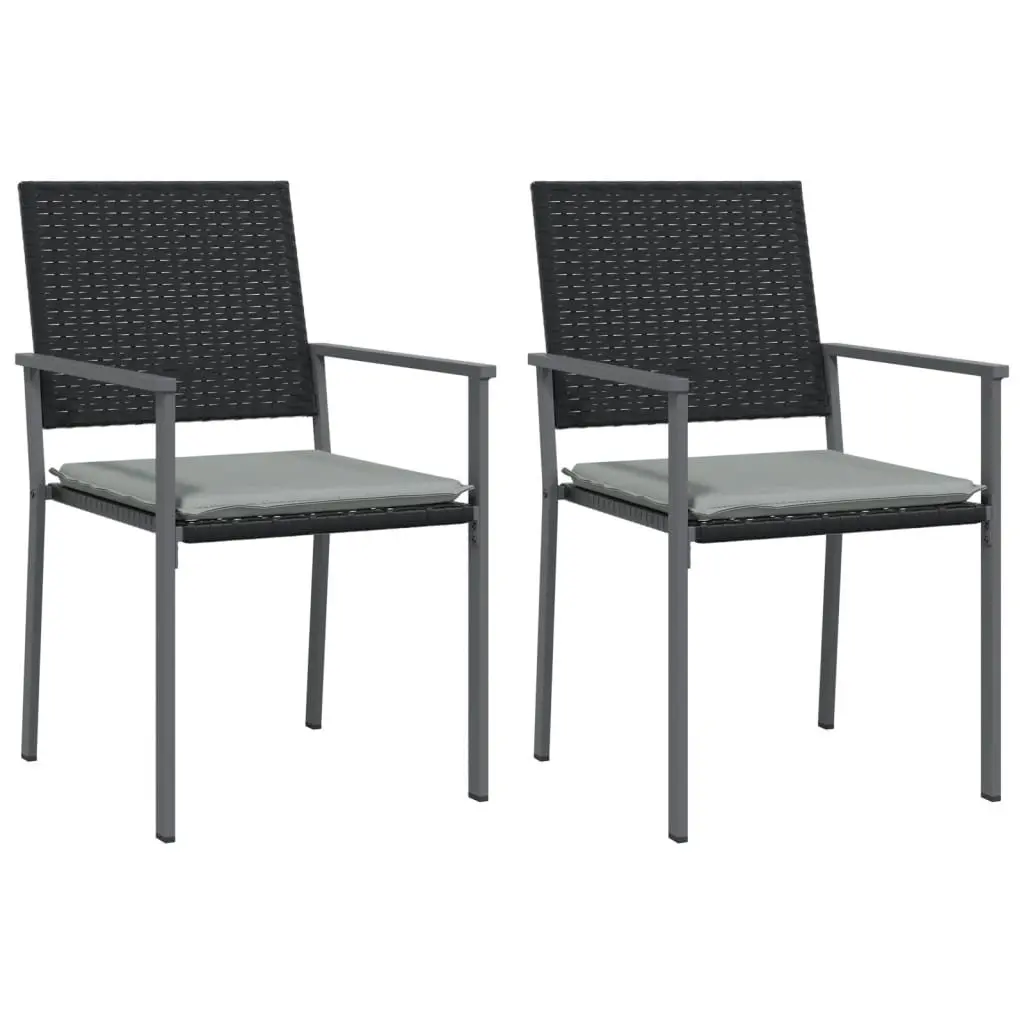 Black Rattan Chairs Set of 2