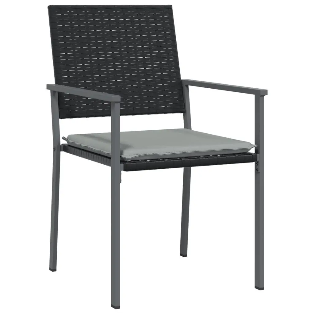 Black Rattan Chairs Set of 2