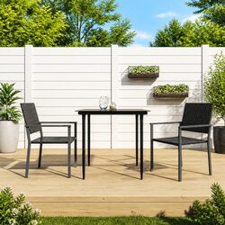 Set of 2 Black Outdoor Garden Chairs for Comfort